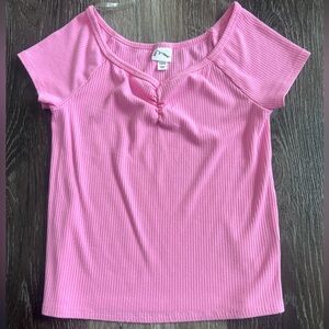 Art Class Pink Ribbed Top